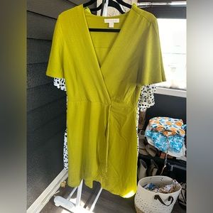 Green mini dress with wrap around tie